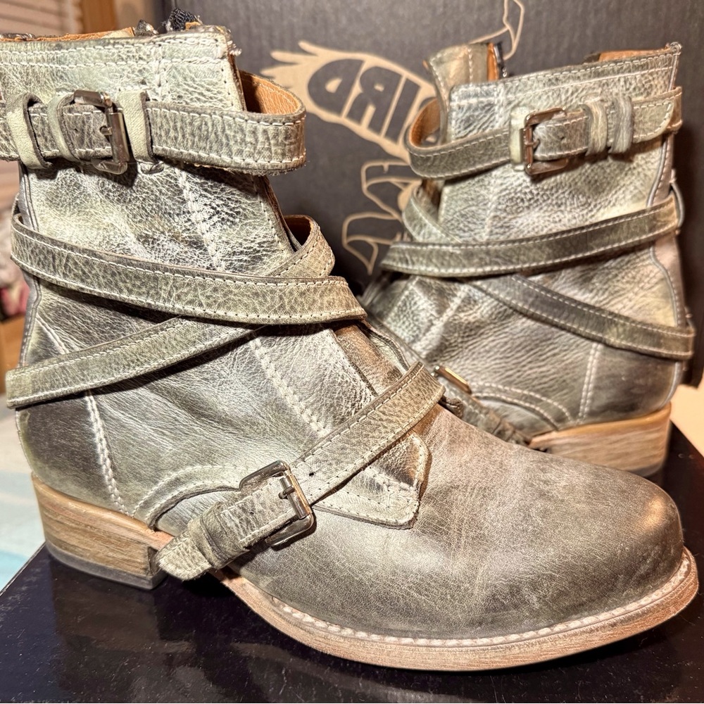 Freebird by Steven Olive Green Leather Combat Boots